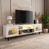 Meuble TV LEADZM avec éclairage RGB, double porte en verre, Voir les images du produit 1