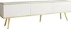 A white TV cabinet with gold trim and legs, shown against a white background. Náhled obrázku produktu