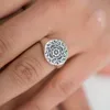 MATERIA Damen Ring Siegelring Blüte floral 925 Silber antik Produktbild-Vorschau 2