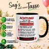 Tasse 33. Geburtstag Mann Frau – „Achtung – Diese Tasse Produktbild-Vorschau 2
