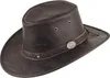 A studio shot of a brown leather hat. Produktbild-Vorschau