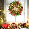 Weihnachtskranz mit LED, 50 cm, rot-grün, Beeren, Tannenzapfen Produktbild-Vorschau