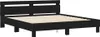 A black wooden bed frame with a slatted base and a headboard, shown against a white background. Anteprima dell’immagine prodotto