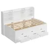 A white daybed with storage drawers and a bookshelf headboard, shown from a three-quarter angle against a white background. Produktbild-Vorschau