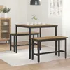 A dining set with a table and two benches in a room. Produktbild-Vorschau