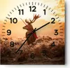 Wanduhr - Quadrat - Glasuhr - Hirsch Natur Feld - 30x30cm - Produktbild-Vorschau 1