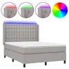 Boxspringbett mit Matratze & LED Hellgrau 140x200 cm Stoff Produktbild-Vorschau 1