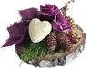 Grabschmuck Birkenscheiben-Tablett mit Herz und Foamrosen Produktbild-Vorschau 1