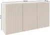 A 3-door sideboard with ribbed fronts, shown from a slight angle with dimensions indicated. Voir les images du produit
