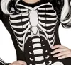 Close-up of a person wearing a black jumpsuit with a white skeleton print on the chest. Produktbild-Vorschau