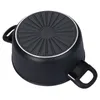 The bottom view of a black saucepan with a textured base and black handles, isolated on a white background. Náhled obrázku produktu