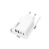 A white 120W USB-C fast charger with multiple ports, shown with dimensions indicated. Produktbild-Vorschau