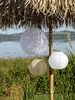 Design Solar LED Lampion Weiß 30cm Lichtsensor Nylon Produktbild-Vorschau 5