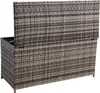 A storage box made of poly rattan with the lid open. Produktbild-Vorschau