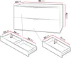 Diagram showing the dimensions of a cabinet and its drawers. Produktbild-Vorschau