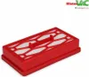 A red vacuum cleaner filter on a white background. Produktbild-Vorschau