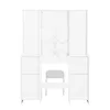 A white vanity table with a mirror and a stool, shown from the back. Podgląd zdjęcia produktu