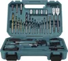A teal plastic tool case filled with various drill bits, sockets, and a ratchet. Náhled obrázku produktu