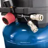 Close-up view of the pressure regulator and quick-connect couplings on an air compressor. Produktbild-Vorschau