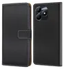 A black flip-style phone case is shown from two angles. Produktbild-Vorschau