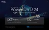 A man wearing a hat and playing a guitar is shown in the background, with a CyberLink PowerDVD 24 interface overlayed. The interface offers two modes: PC-Mode and TV-Mode. Voir les images du produit