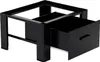 A black metal stand for a washing machine or dryer with a drawer extended. Produktbild-Vorschau