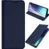 A collage of images showing a dark blue flip phone case from different angles, including one with a phone inside. Produktbild-Vorschau