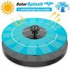A solar-powered fountain pump with solar panels, shown with sun rays and water spray graphics. Produktbild-Vorschau