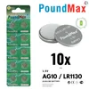 10x AG10 PoundMax Alkaline Knopfzelle/Uhren LR1130, LR54, Produktbild-Vorschau 1