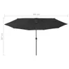 vidaXL Sonnenschirm mit LED-Beleuchtung 400 cm Schwarz Produktbild-Vorschau 5
