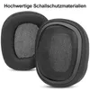 Two black ear pads for headphones are shown, with text at the top. Produktbild-Vorschau