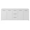 Niedriges Sideboard – Mattweiß – 4 Türen, 3 Schubladen – Produktbild-Vorschau 2