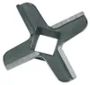 A close-up, isolated shot of a metal meat grinder blade with a square center opening. Produktbild-Vorschau
