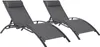 Lot de 2 transats GALAPAGOS en textilène gris - aluminium Voir les images du produit 1