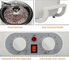 A collage of images showing a coffee roaster, its handle, and control panel. Produktbild-Vorschau