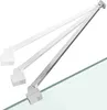 A metallic shower support arm is shown in multiple positions against a white background, with the bottom resting on a glass surface. Anteprima dell’immagine prodotto