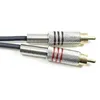 Close-up view of two RCA connectors with silver metal housings and colored bands. Produktbild-Vorschau