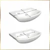 Two views of a white ceramic sink with dimensions indicated by lines and text. Anteprima dell’immagine prodotto