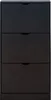 A front view of a black shoe cabinet with three drawers. Náhľad obrázku produktu