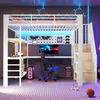 Flieks Etagenbett 140x200cm mit Led, Hochbett Jugendbett Produktbild-Vorschau 2