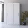 A modern white sliding door wardrobe is shown in a room with a plant. Voir les images du produit