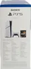 The back of a Sony PlayStation 5 Slim console box, showing the console, controller, and a game case, along with a list of contents in multiple languages. Produktbild-Vorschau