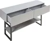 A light gray console table with two open drawers and a shelf underneath, shown against a white background. Anteprima dell’immagine prodotto
