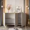 A modern living room with a white sideboard, decorated with a bust, a painting, and dried flowers. Produktbild-Vorschau