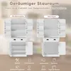 Two open white cabinets side-by-side, illustrating storage capacity and options. Icons at the bottom show various items that can be stored. Podgląd zdjęcia produktu