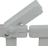 A close-up view of a white plastic hinge mechanism on a baby gate or bed rail. Produktbild-Vorschau