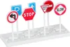 A set of toy traffic signs on a white display stand. Produktbild-Vorschau
