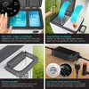 Collage of images showing a portable cooler, its features, and accessories. Produktbild-Vorschau