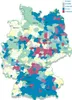 A map of Germany showing different regions colored according to some data, with a legend in the top right corner. Produktbild-Vorschau