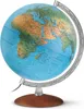 A lit globe on a wooden base. Produktbild-Vorschau